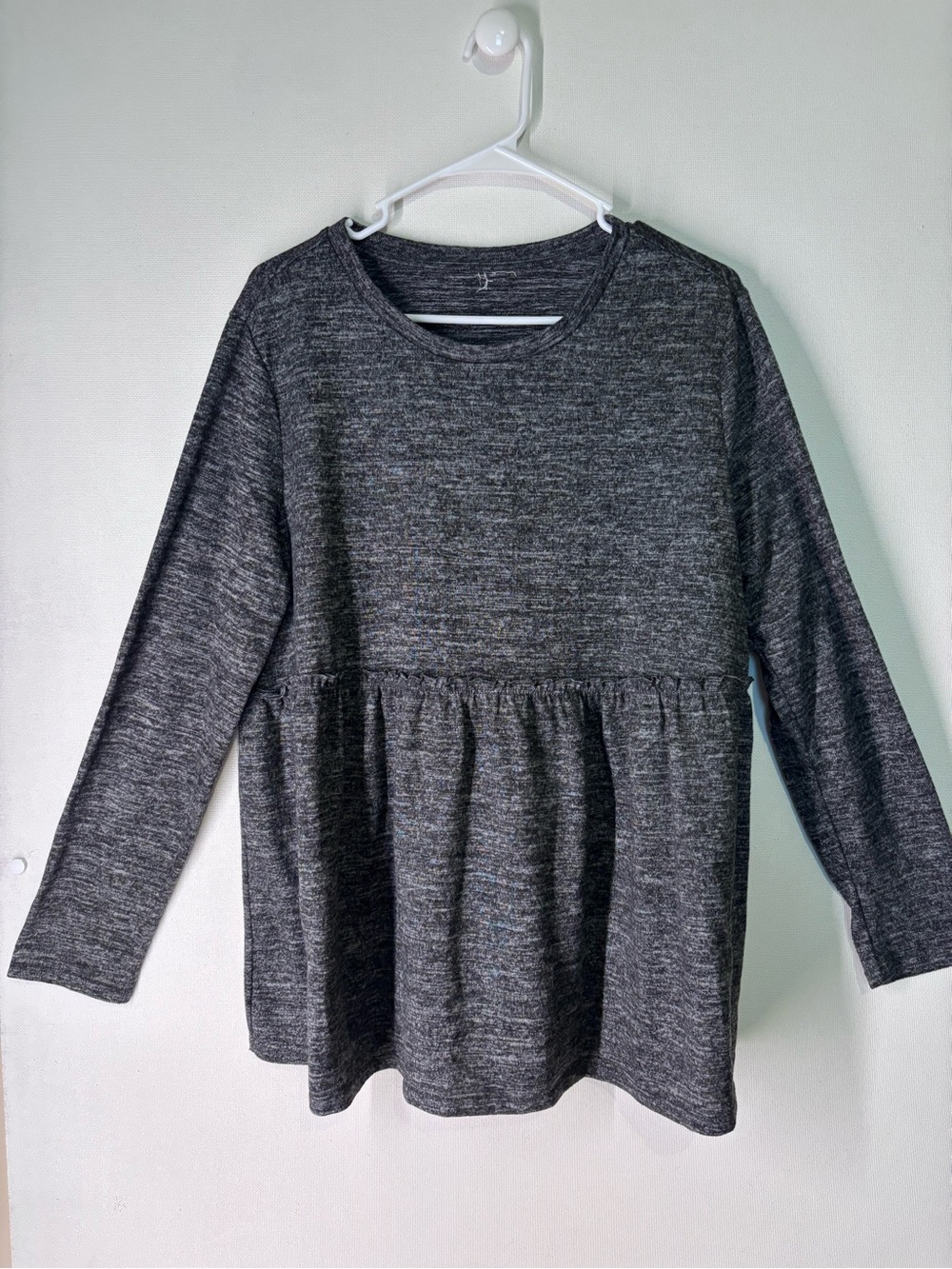 Charcoal Heather Peplum Long Sleeve Maternity Top